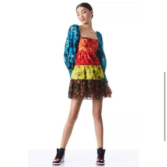 Alice + Olivia Rowen Tiered Square Neck Babydoll Dress - Picture 2 of 13